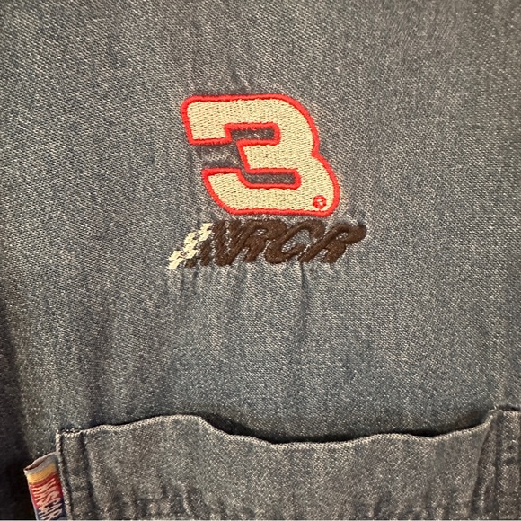 Vtg Dale Earnhardt Sr Nascar Shirt Short Sleeve Blue Button Down Chambray - Picture 4 of 11
